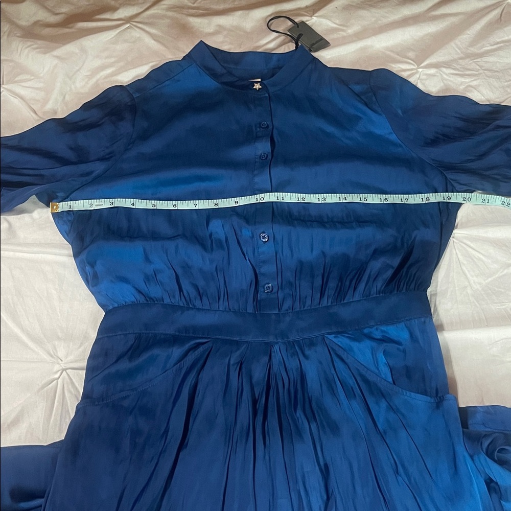 ZADIG & VOLTAIRE NWT Blue Rima Satin Midi Dress - Overseas Star Button Detail - Picture 14 of 16